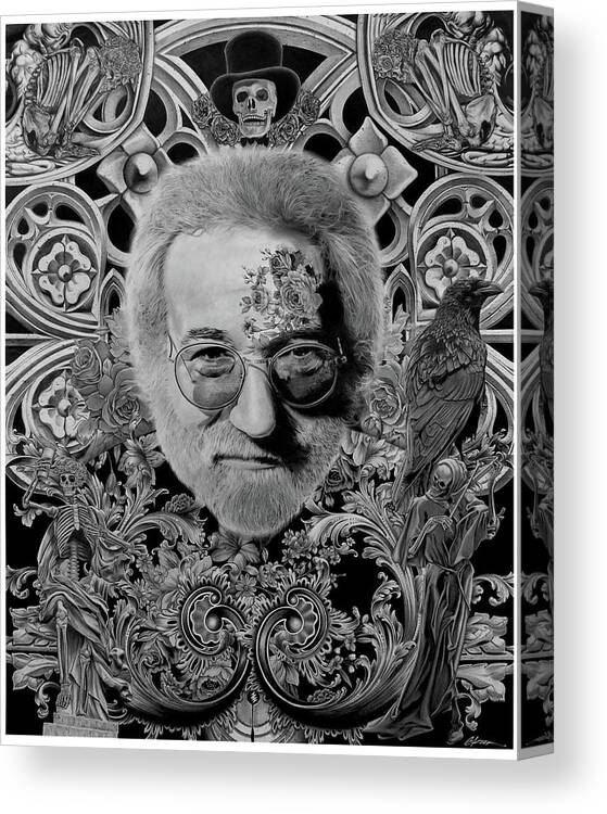 Jerry Garcia Canvas Print featuring the drawing Very Jerry by Gary Kroman