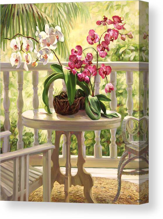 Orchid Canvas Print featuring the painting Victorian Orchids. by Laurie Snow Hein