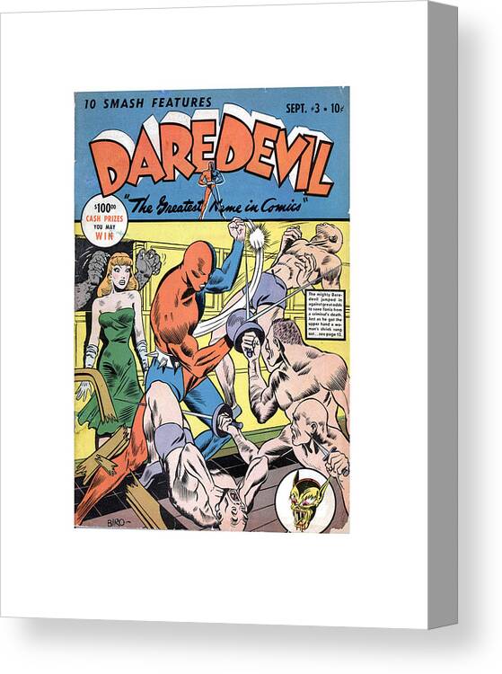 Daredevil Canvas Print featuring the digital art Vintage Daredevil comic book cover by Madame Memento