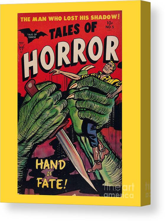 Tales Of Horror Canvas Print featuring the digital art Vintage Horror Comic Book by Madame Memento