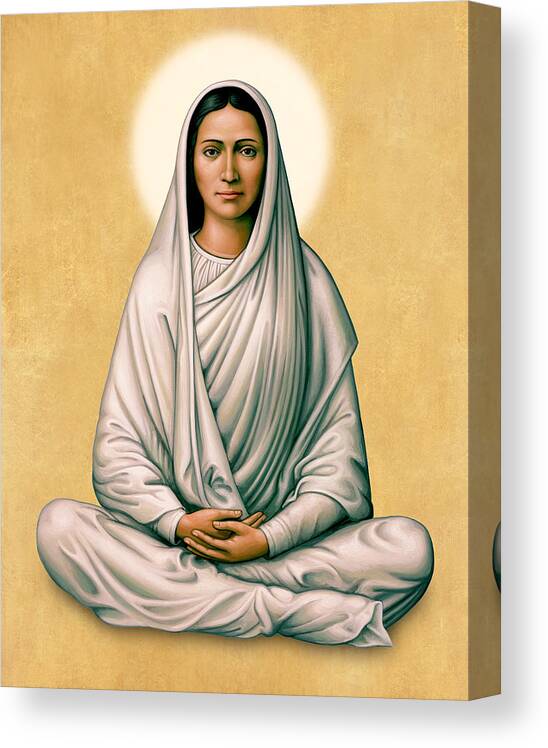 Virgin Mary Canvas Print featuring the painting Virgin Mary Meditating on Gold by Sacred Visions