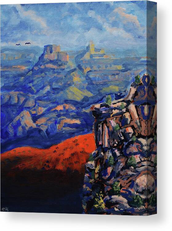 Grand Canyon Canvas Print featuring the painting Vishnu Temple and Mather Point, Grand Canyon National Park by Chance Kafka
