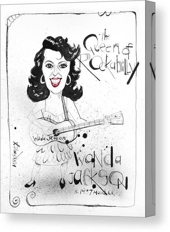  Canvas Print featuring the drawing Wanda Jackson by Phil Mckenney