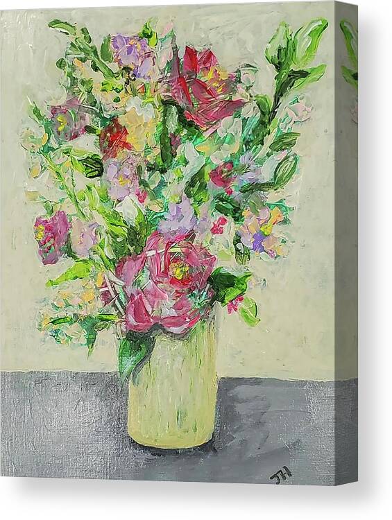 Flowers Canvas Print featuring the painting Warm Hugs Bouquet by Jean Haynes