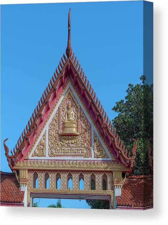 Scenic Canvas Print featuring the photograph Wat Si Ubon Rattanaram Temple Gate DTHU1188 by Gerry Gantt