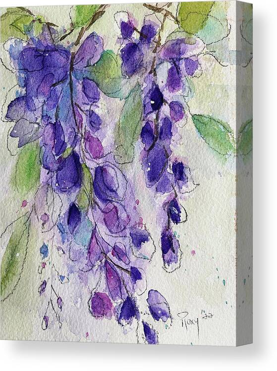 Original Canvas Print featuring the painting Watercolor Wisteria by Roxy Rich