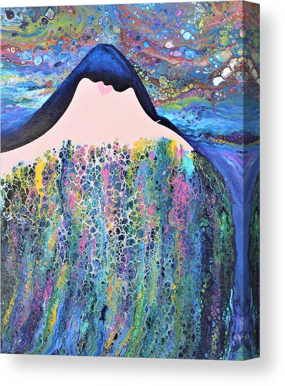 Wall Art Home Décor Waterfall Of Jewels Acrylic Abstract Painting Gift Idea Face Canvas Print featuring the painting Waterfall Of Jewels by Tanya Harr