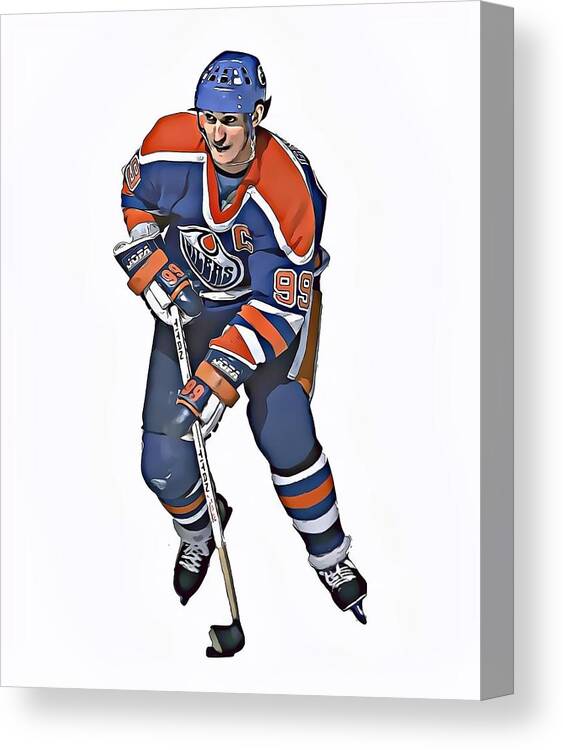 Wayne Gretzky Edmonton Oilers Cartoon Art Canvas Print