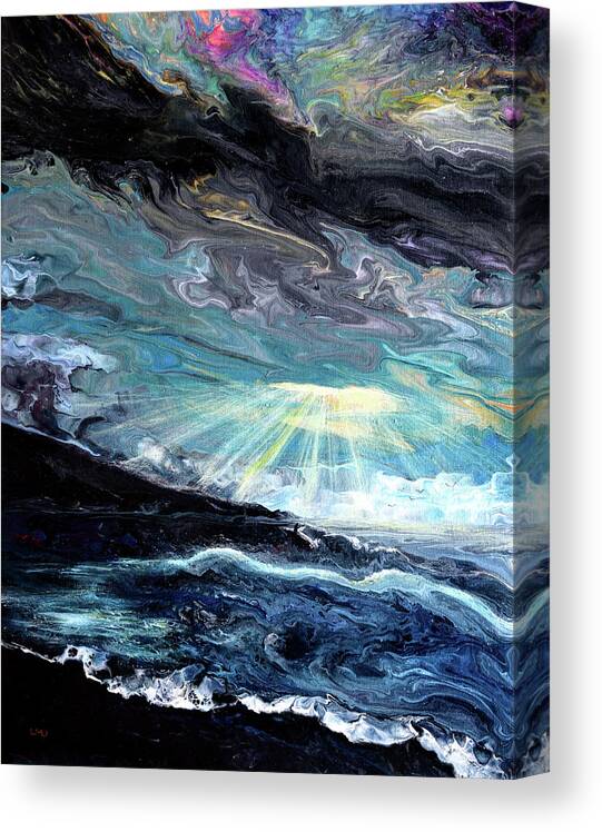 Whale Canvas Print featuring the painting Whale in Spring Storm by Laura Iverson