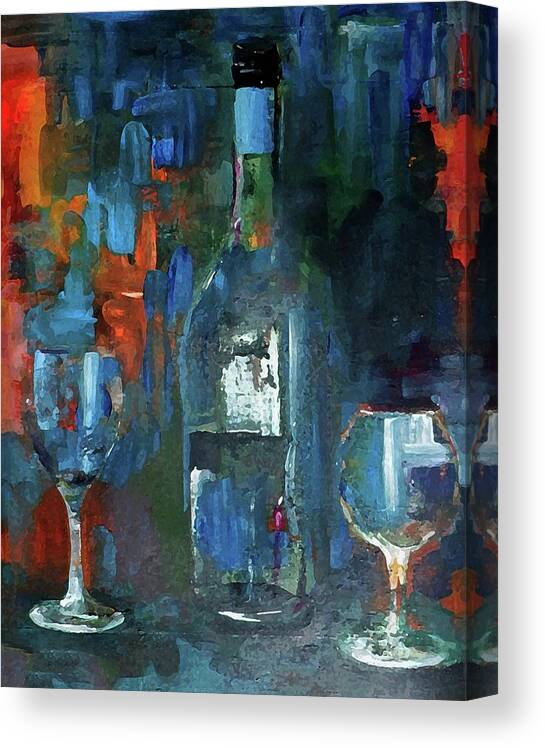 Grunge Canvas Print featuring the painting What Was Left Behind Empty Wine Bottle by Lisa Kaiser
