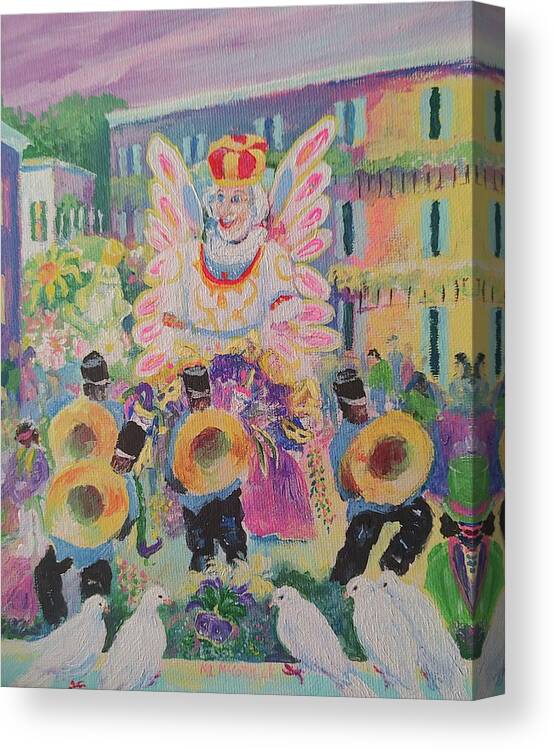 Mardi Gras Canvas Print featuring the painting When the Saints Go Marching In---Mardi Gras King Rex by ML McCormick
