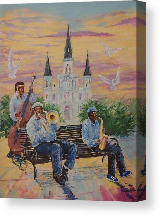 New Orleans Canvas Print featuring the painting When the Saints Go Marching In--St Lewis Cathedral by ML McCormick