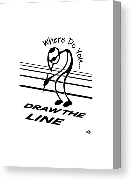 Stick Figure Canvas Print featuring the drawing Where Do You Draw the Line by Franklin Kielar
