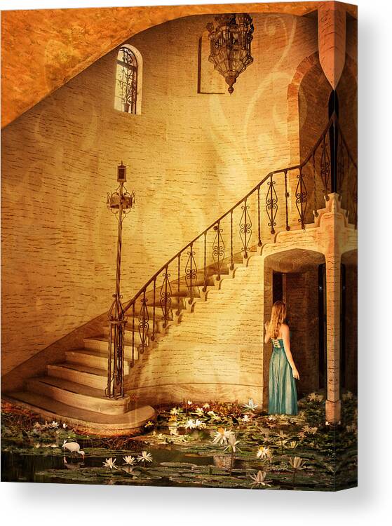 Mansion Canvas Print featuring the photograph Where the Water Leads by Shara Abel