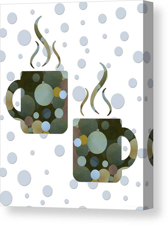 Coffee Canvas Print featuring the painting Whimsical Coffee Art - A Perfect Start by Sharon Cummings