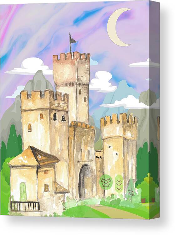 Castle Canvas Print featuring the digital art Whimsy by Hank Gray