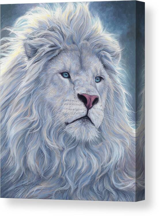 White Lion Canvas Print featuring the painting White Lion by Lucie Bilodeau