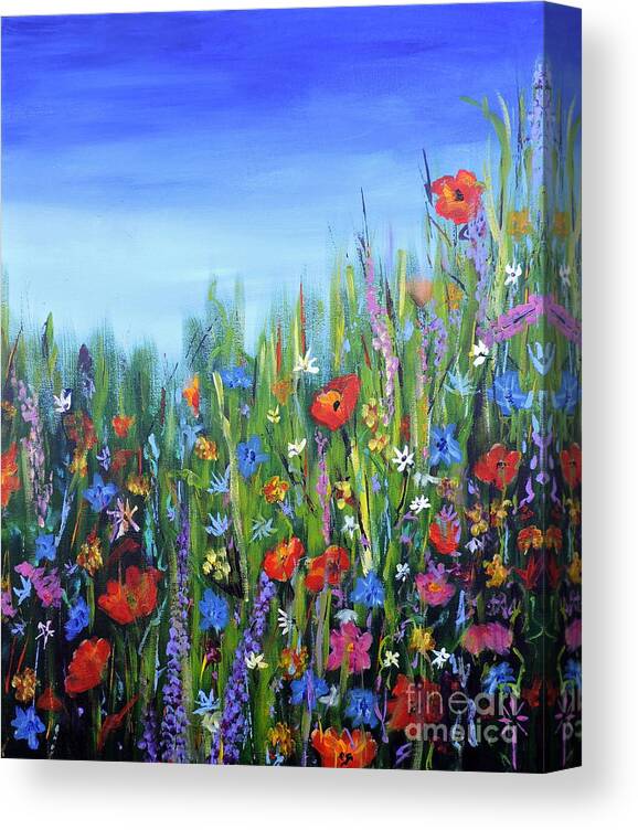 Floral Canvas Print featuring the painting Why Not Wildflowers by Jodie Marie Anne Richardson Traugott     aka jm-ART