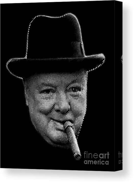 Churchill Canvas Print featuring the digital art Winston Churchill smoking cigar by Cu Biz