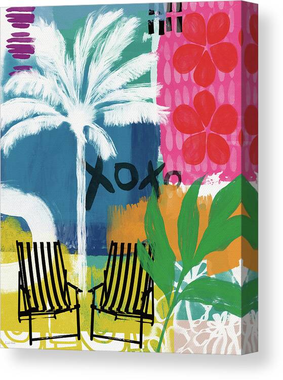 Tropical Canvas Print featuring the mixed media Wish You Were Here- Art by Linda Woods by Linda Woods