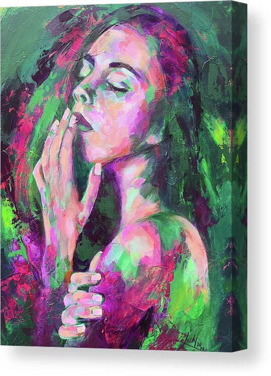 Portrait Painting Canvas Print featuring the painting Within Me by Luzdy Rivera