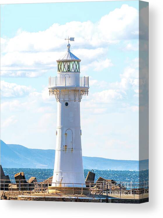 Wollongong Breakwater Lighthouse Canvas Print featuring the photograph Wollongong Breakwater Lighthouse by Jennifer Jenson