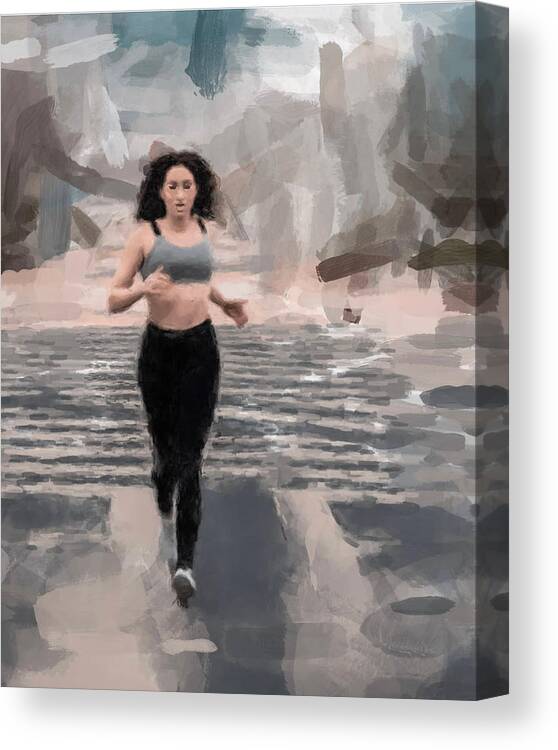 Jogger Canvas Print featuring the painting Woman Jogger by Gary Arnold