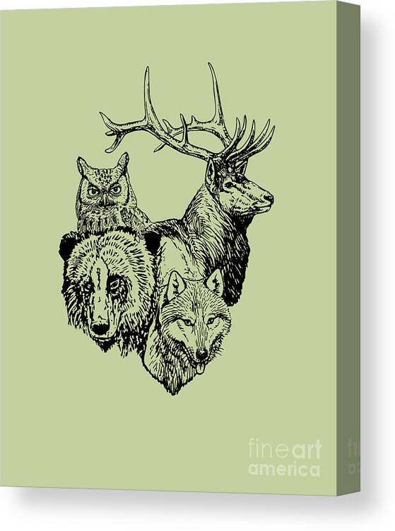 Animals Canvas Print featuring the digital art Woodland Animal Collection by Madame Memento