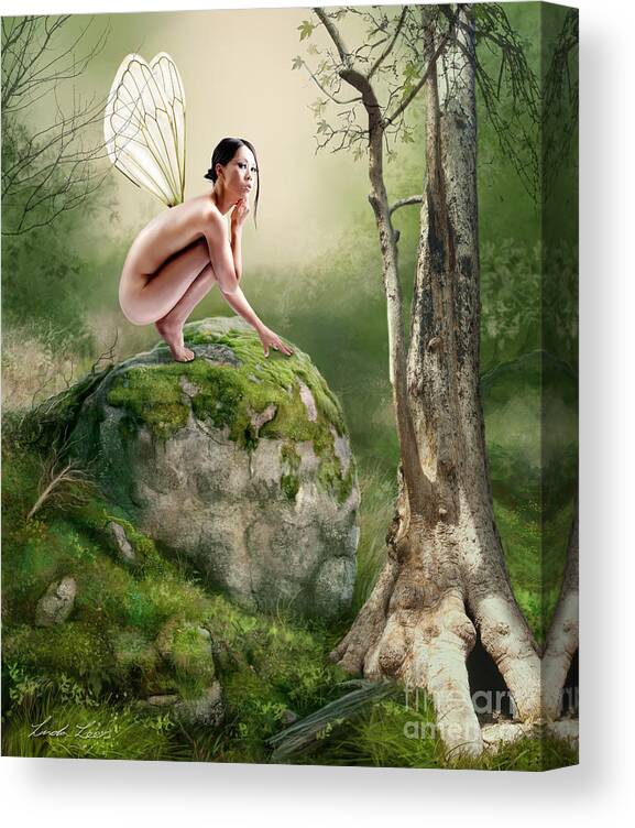 Fairy Canvas Print featuring the digital art Woodland Fairy by Linda Lees