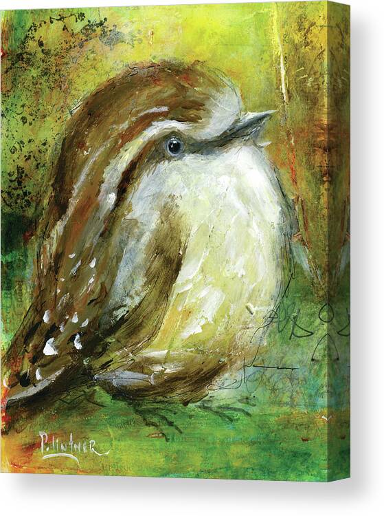 Wren Canvas Print featuring the painting Wren by Patricia Lintner