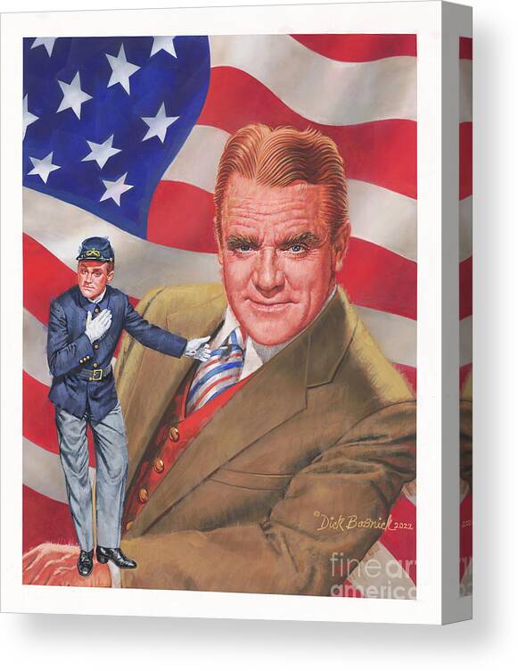 Portrait Canvas Print featuring the painting Yankee Doodle Dandy - James Cagney by Dick Bobnick