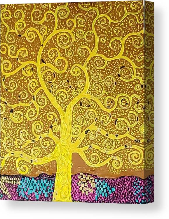 Tree. Swirls Canvas Print featuring the painting Yelliw Tred by Stefan Duncan