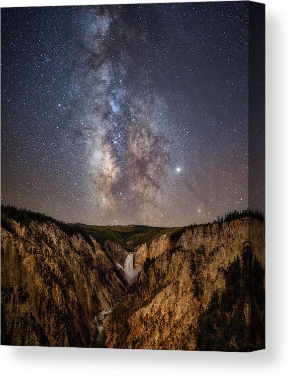 #faatoppicks Canvas Print featuring the photograph Yellowstone at Night by Darren White