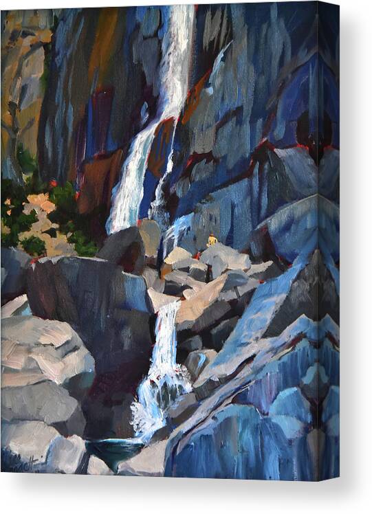 Waterfall Canvas Print featuring the painting Yosemite Falls in August by Alice Leggett