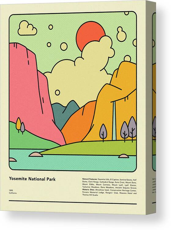 Yosemite National Park Canvas Print featuring the digital art Yosemite National Park by Jazzberry Blue