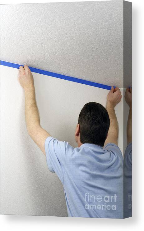 Masking A Wall With Blue Tape Canvas Print Canvas Art By Lee