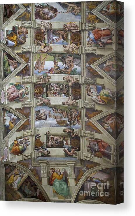 Sistine Chapel Ceiling Frescoes By Michelangelo Canvas Print