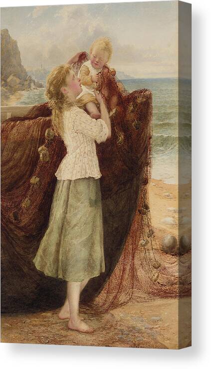 Mccloy Canvas Print featuring the painting A Fisherman's Family by Samuel McCloy