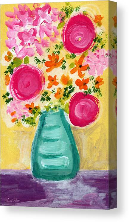 Flowers Canvas Print featuring the painting Bright Flowers by Linda Woods