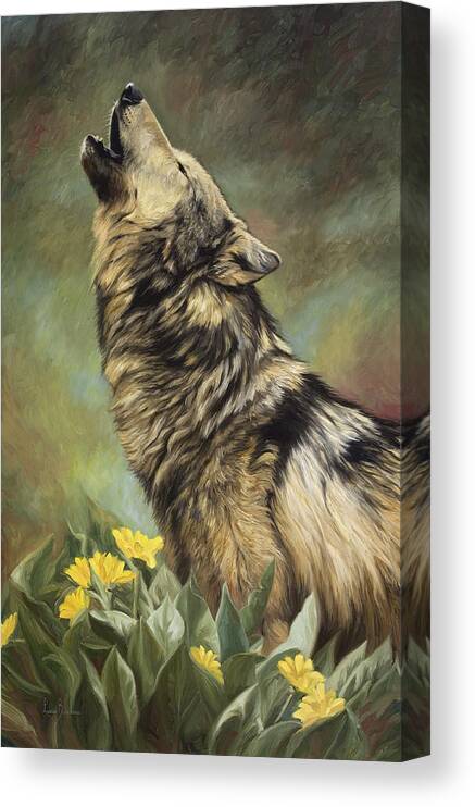 Wolf Canvas Print featuring the painting Call Of The Wild by Lucie Bilodeau