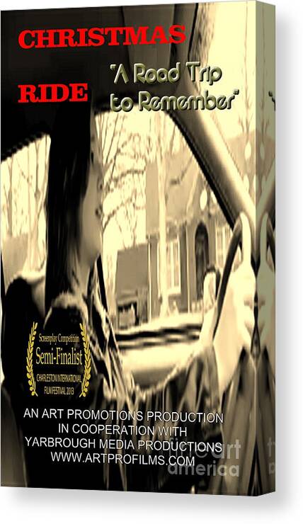 Movie Posters Canvas Print featuring the digital art Christmas Ride Film Poster at Wheel by Karen Francis