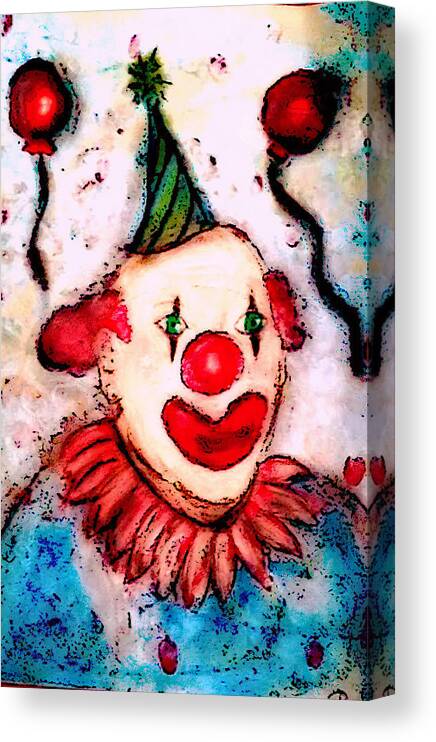 Clown Canvas Print featuring the mixed media Clownin' Around by Melissa Osborne