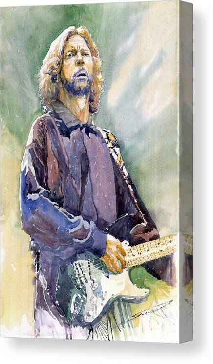 Watercolor Canvas Print featuring the painting Eric Clapton 05 by Yuriy Shevchuk