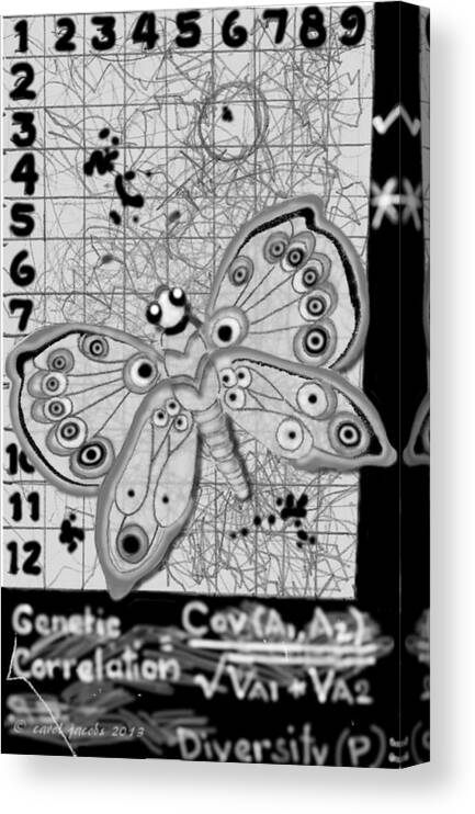 Science Canvas Print featuring the digital art Imaginary Lines by Carol Jacobs