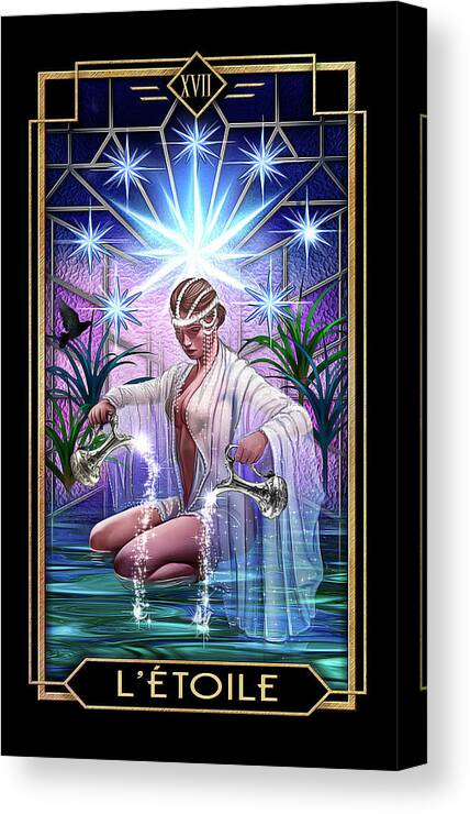 Tarot Canvas Print featuring the drawing Le Etoile by MGL Meiklejohn Graphics Licensing
