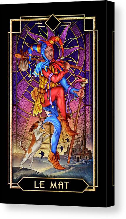 Tarot Canvas Print featuring the drawing Le Mat by MGL Meiklejohn Graphics Licensing