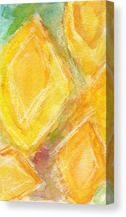 Abstract Painting Canvas Print featuring the painting Lemon Drops by Linda Woods