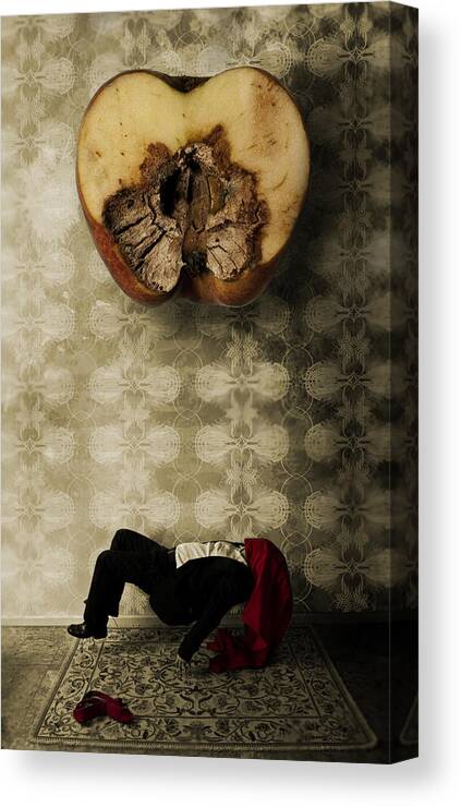 Red Canvas Print featuring the photograph Mr Glitch 4 Abandon All Hope by John Magnet Bell