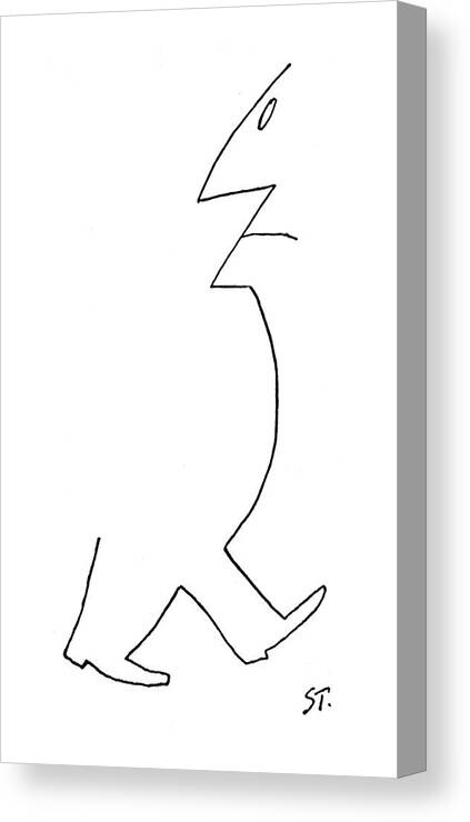 97664 Sst Saul Steinberg (silhouette Of A Man's Legs And Torso Shifts Into A Profile Of The Man Facing The Opposite Direction.) Abstract Being Con?ict Contradiction Direction Facing Fantastic Fantasy Identity Internal Into Legs Man Man's Men Mind Odd Opposite Opposites Pro?le Shifts Silhouette State Strange Surreal Torso Weird Canvas Print featuring the drawing New Yorker December 26th, 1953 by Saul Steinberg