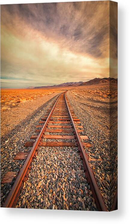Old Railroad Tracks Canvas Print featuring the photograph Off to Nowhere by Janis Knight